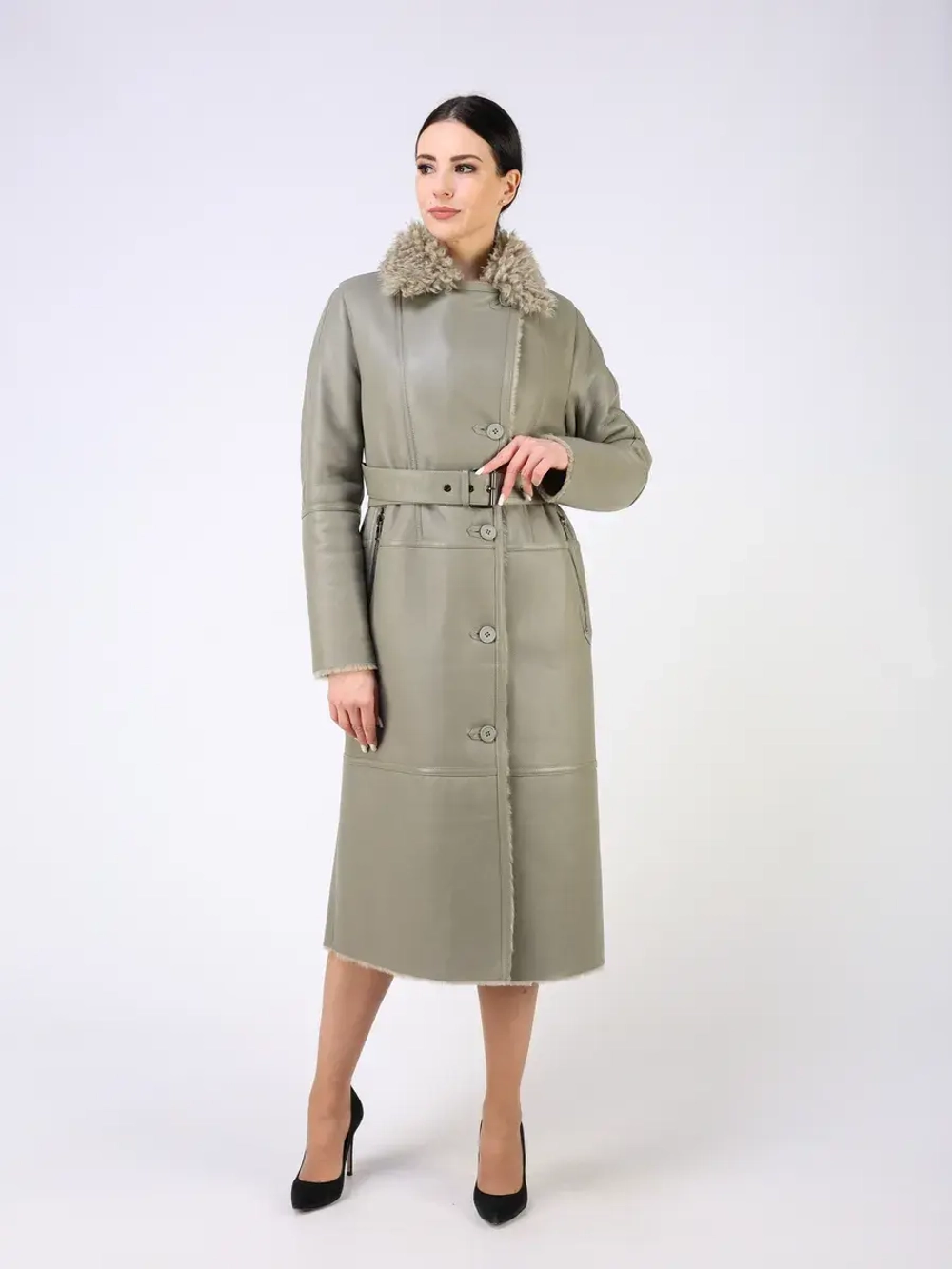 Дубленка зимняя натуральная длинная