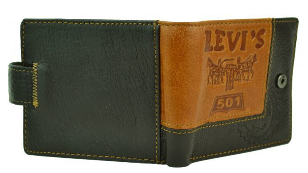 Кошелёк-портмоне коричневый кожаный мужской молодёжный Levis-1849