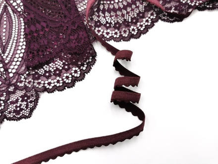 _Отделочная резинка с фестонами, 10 мм, слива (Арт: OTR605/10-076), м