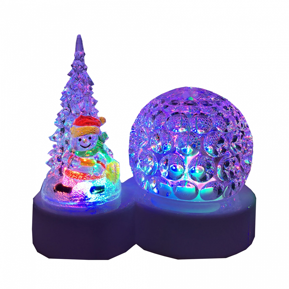 Светодиодный шар с Елочка/Дед Мороз/Снегурочка цветной