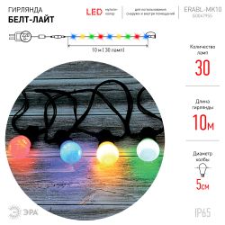 ERABL-MK10 ЭРА Гирлянда ЭРА Белт-лайт набор 10 м, 30 LED (шаг 30 см), мульт., 220 В, кауч. изол,IP65