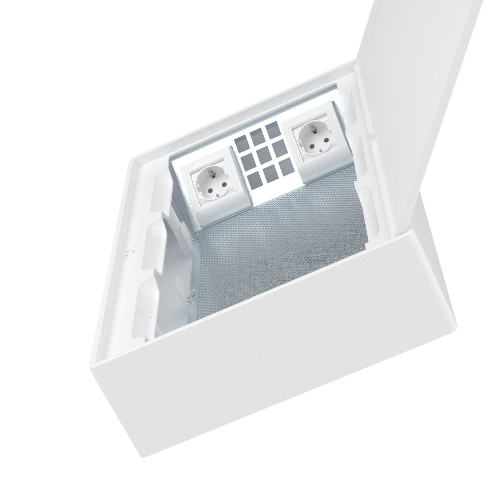 Щиток 36 мод настенный слаботочный FRAME, белый, с белой дверцей, смонтажной платой, в комплекте с 2 розетками Viva (арт. 45005) и 2коробками PDD (арт. 10033)