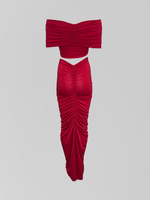 Костюм Dzhadagaevs 20112 из удлиненной юбки и топа с драпировкой