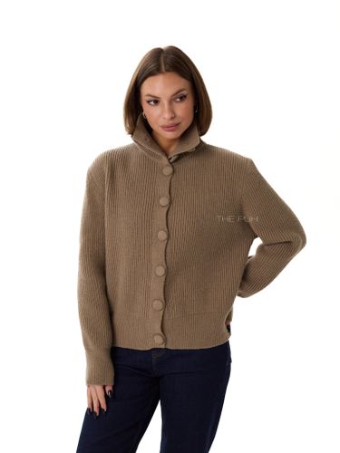 Кардиган цвета хаки в рубчик на пуговицах