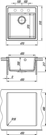 Кухонная мойка Dr. Gans Nika 470 (Ника 470) Цвет Белый схема