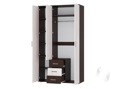 Шкаф 3-х створчатый МС Белла (венге/ясень белый)