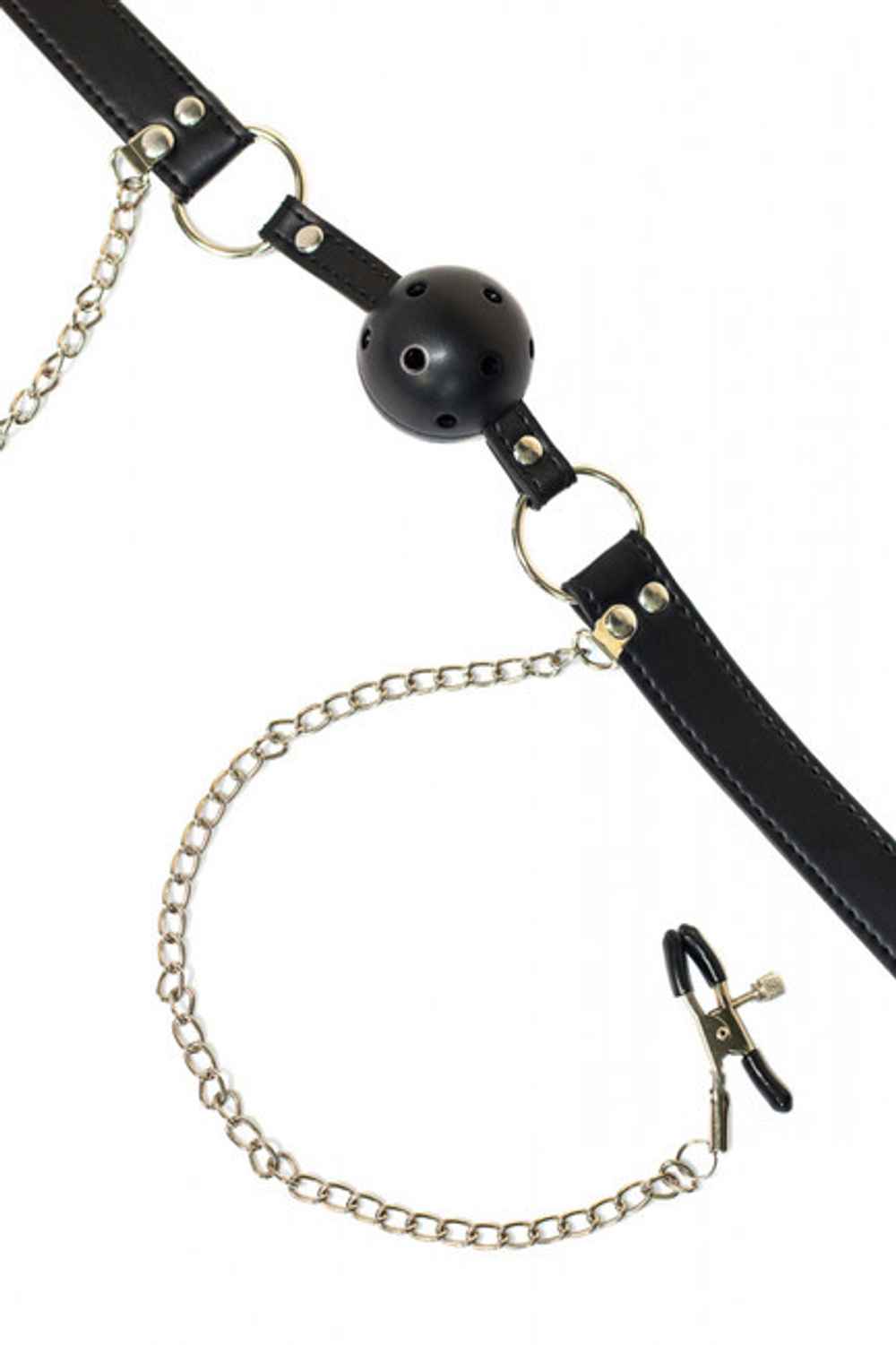 Кляп с зажимами на соски Party Hard Gratitude (Цвет: черный)