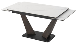 Стол ВИРДЖИНИЯ 140 MATTE БЕЛЫЙ МРАМОР, керамика / ЛЕСНОЙ ОРЕХ, ЧЕРНЫЙ, М-City