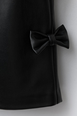 ZARA САРАФАН ПОД КОЖУ С ЗАВЯЗКАМИ, ЧЕРНЫЙ