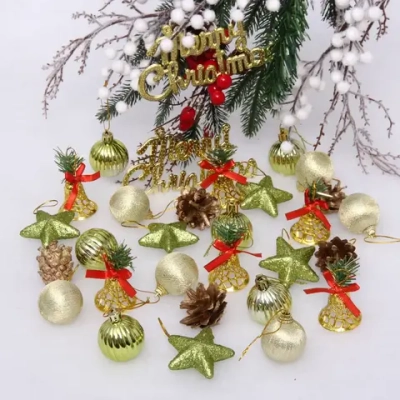 Набор украшений «Волшебный новый год» 16*7.5*8 см (30 предметов), Зелёный