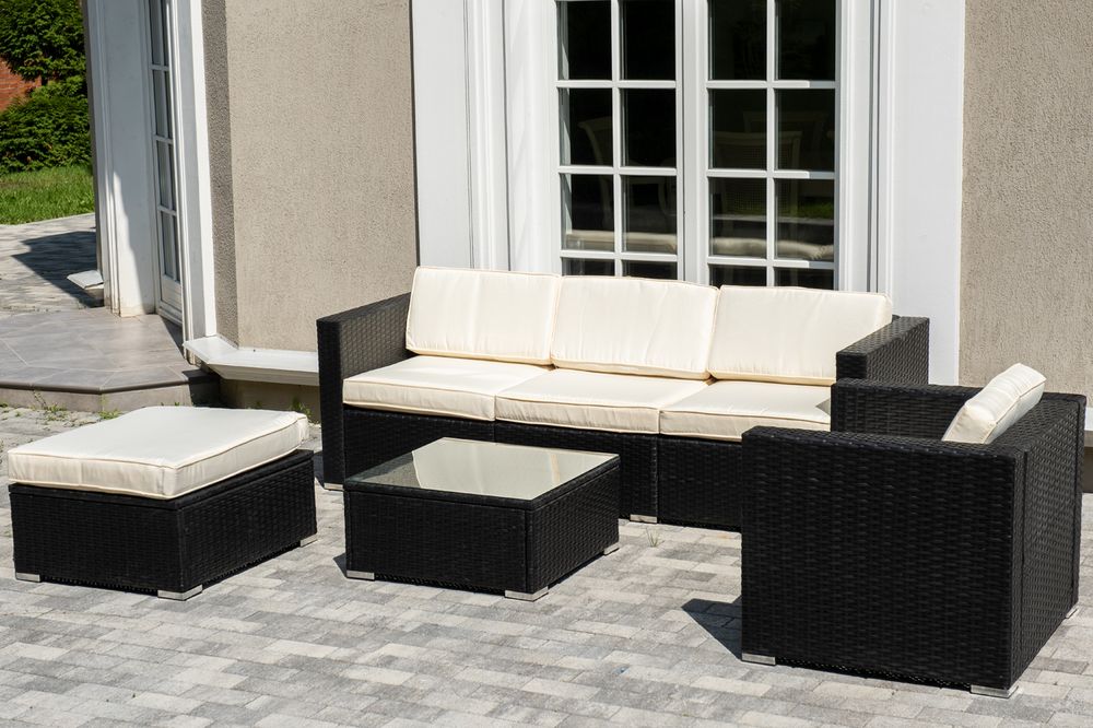 "Даллас" лаунж-зона из искусственного ротанга на 5 персон, цвет черный