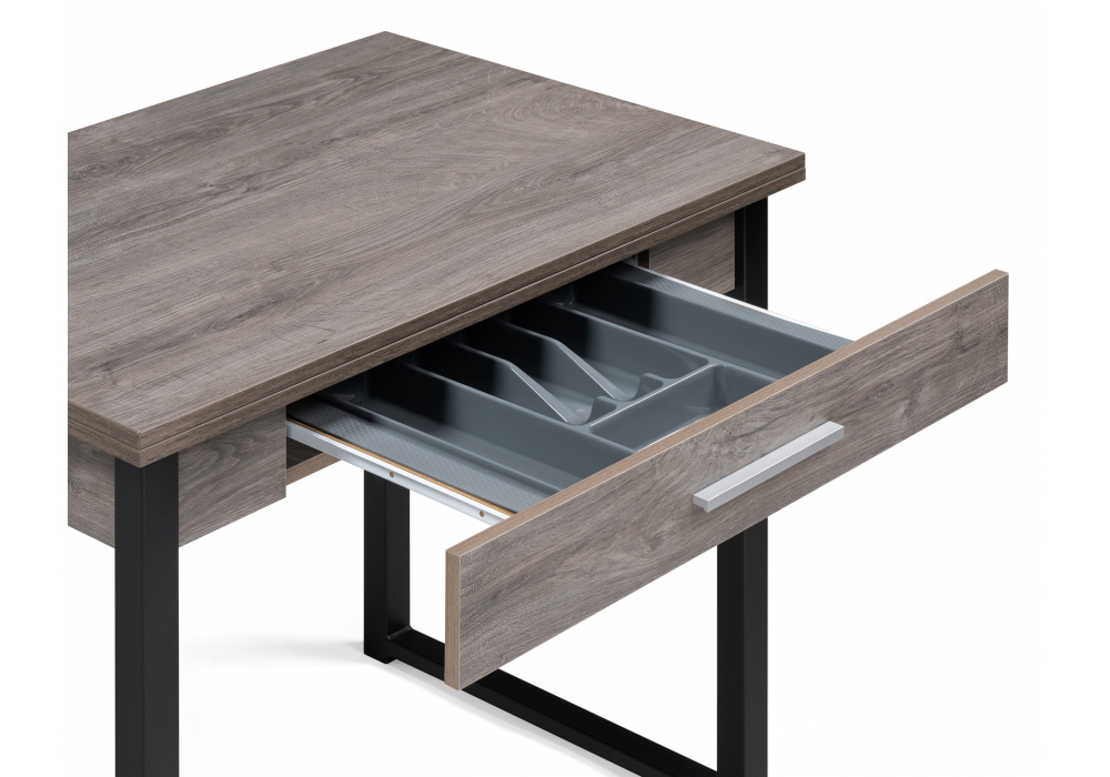 Стол деревянный Woodville Ибби 90(128)х64х77 рошелье, черный матовый