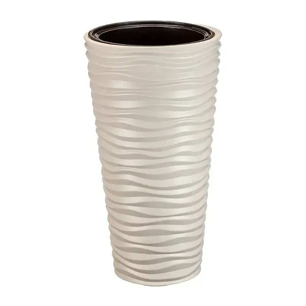 Кашпо ДЮНА D340мм H 630ммл со вставкой Кремовый 0,63х0,34х0,34м