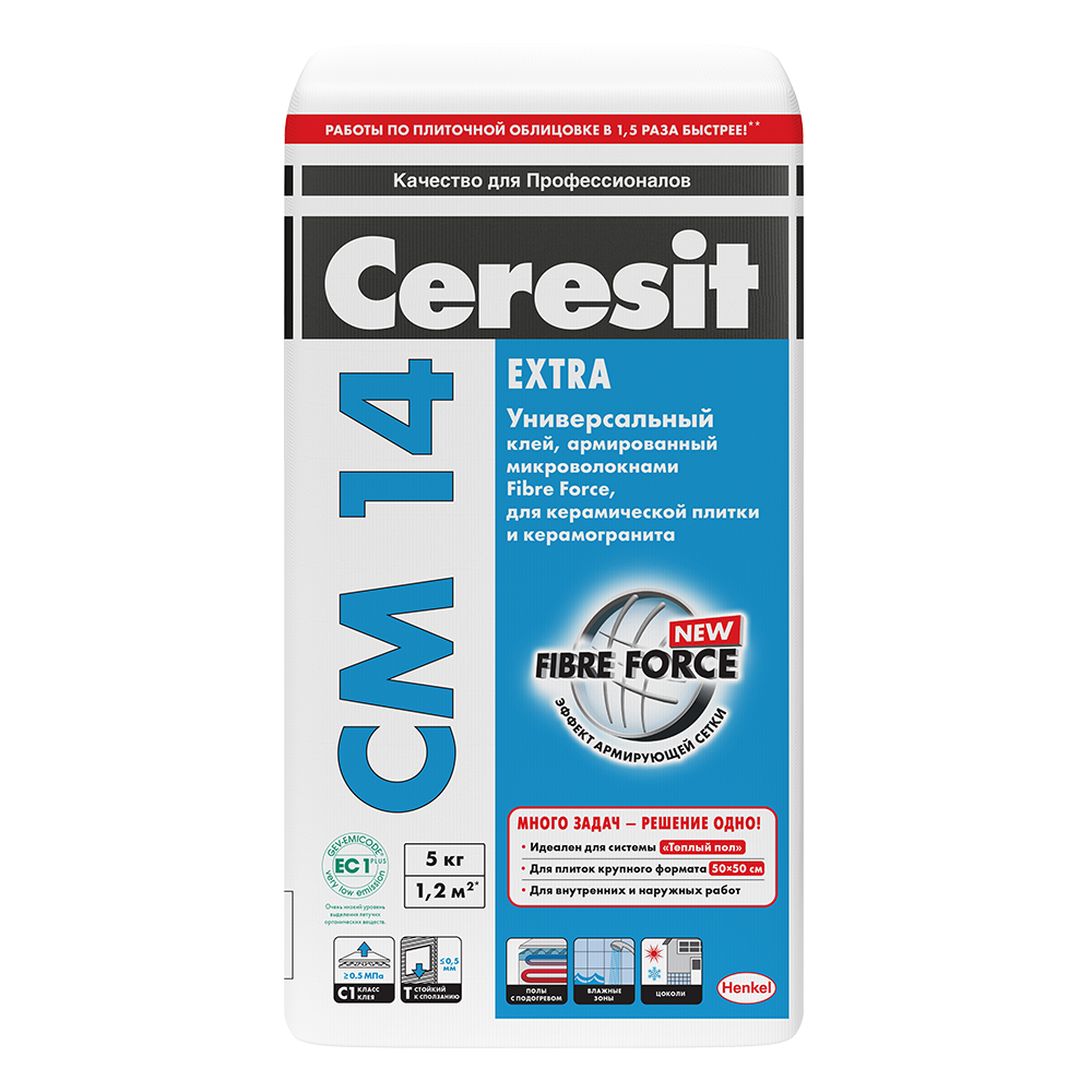 Клей Ceresit для кафеля, керамогранита CM 14 Extra, 5 кг