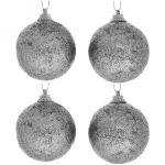 Новогодние шары 5 см (набор 4 шт) «Блестящее напыление», серебро