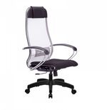 Кресло офисное МЕТТА "К-3" хром, ткань-сетка, сиденье и спинка регулируемые, светло-серое