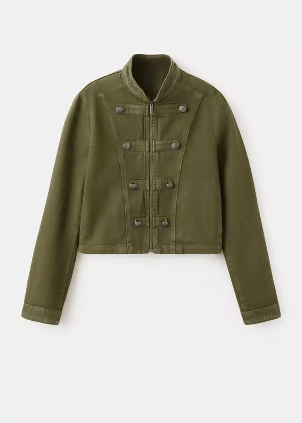 MANGO Приталенный жакет с воротником-стойкой, хаки