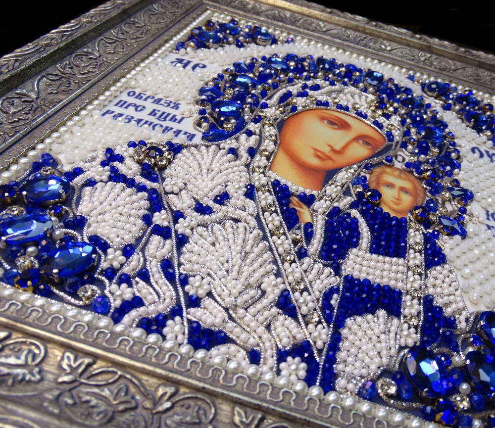 Принт-И15б Ткань с нанесенной авторской схемой Богородица Казанская