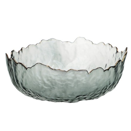 MILLIMI Салатник 20x20x9см, стекло, серый с золотой каймой