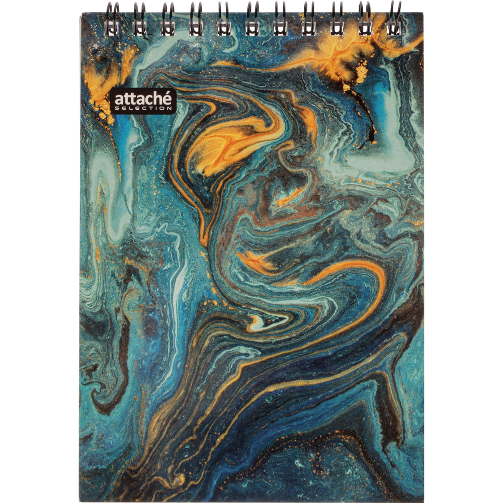 Блокнот А6,80л,кл,греб,карт.обл+УФ-лак Attache Selection Fluid Бирюзовый