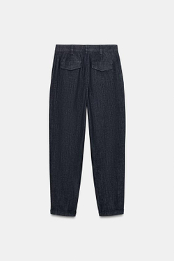 ZARA БРЮКИ ЧИНОС С ОТВОРОТАМИ, ИНДИГО