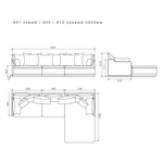 5-и местный нераскладной диван с кушеткой SOHO 801/805/812