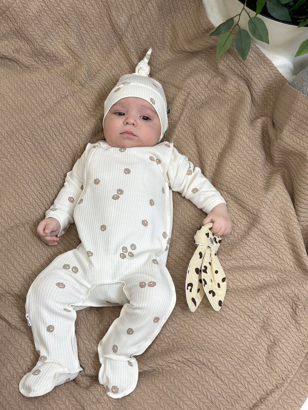 Комбинезон швы наружу на молнии Лапки Рубчик Экрю RinaAmari