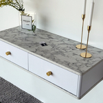 Подвесной туалетный столик консоль Royal 5310 эко (Мрамор Каррара-р.золото)