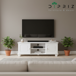 Тумба под телевизор из сосны Хаба 2 двери, 115х29х40, белая