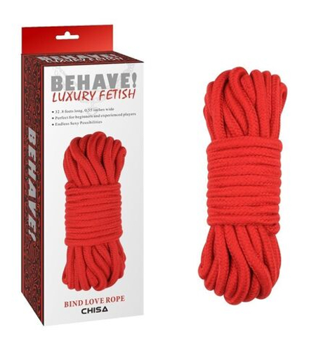 Красная веревка для шибари Bing Love Rope - 10 м.