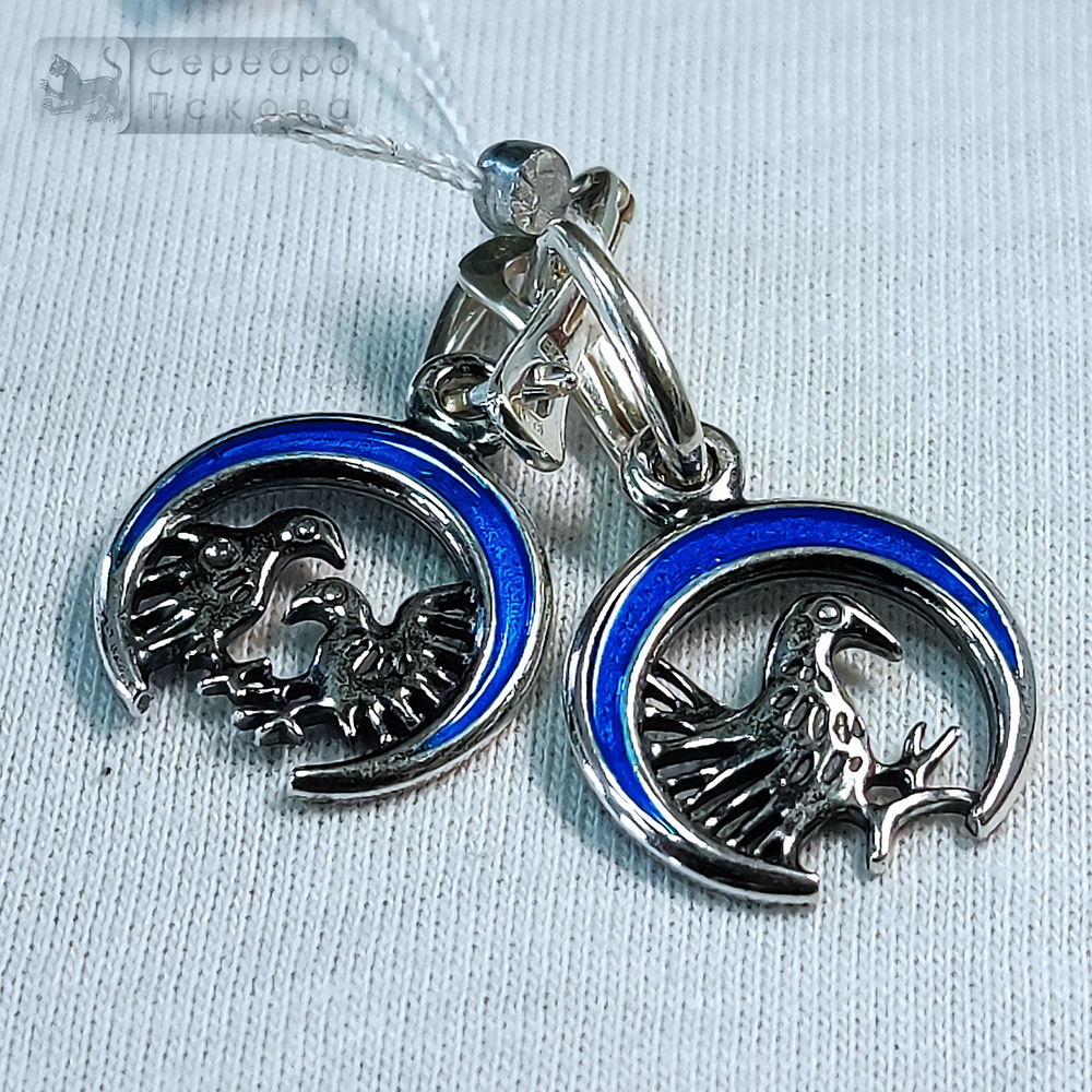 Серьги "Лунница" с птицами