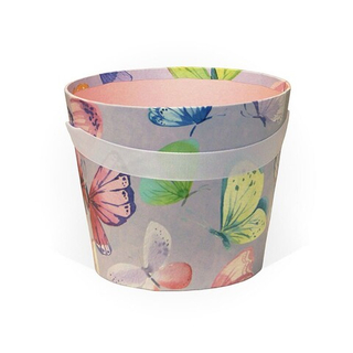 Коробка для цветов "Кашпо Бабочки"16*16*13,2 сиреневый