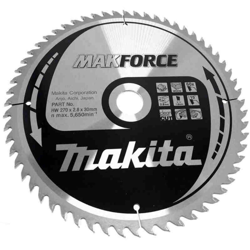 Пильный диск для дерева MAKFORCE, 270x30x1.8x60T B-35209