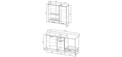 Кухонный гарнитур Роза 1600 (верх 950 мм) столешница 26 мм