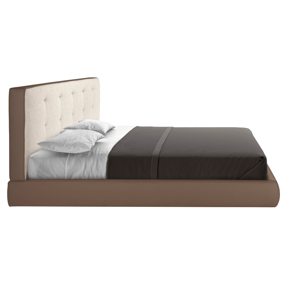 Кровать Angel Cerda 7174 с обивкой из коричневой ткани и коричневой эко-кожи 180x200 см