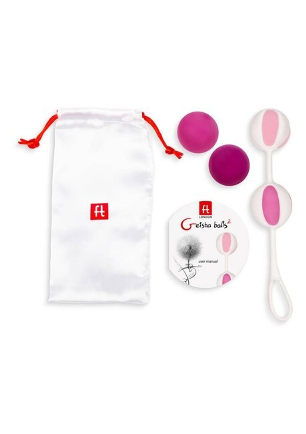 Вагинальные шарики разного веса Geisha Balls 2 (4 шарика) (Цвет: розовый, фиолетовый, белый)