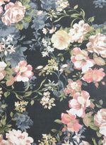 Шифон принт, розы беж/серый на черном Julia