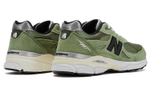 JJJJound x New Balance NB 990 V3 retro joint-branded fabric artificial leather pigskin non-slip wear-resistant wrapping lightweight low-cut casual running shoes for men and women with the same grass green