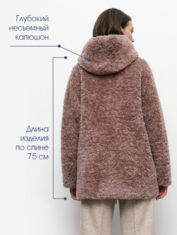 Шуба чебурашка с капюшоном, сиреневая, Северина