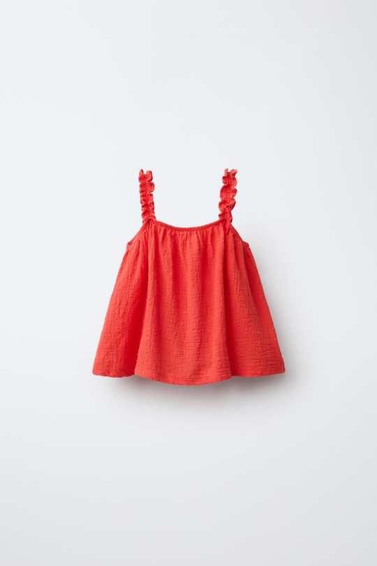 ZARA ТОП С ЭЛАСТИЧНЫМИ БРЕТЕЛЯМИ, КРАСНЫЙ