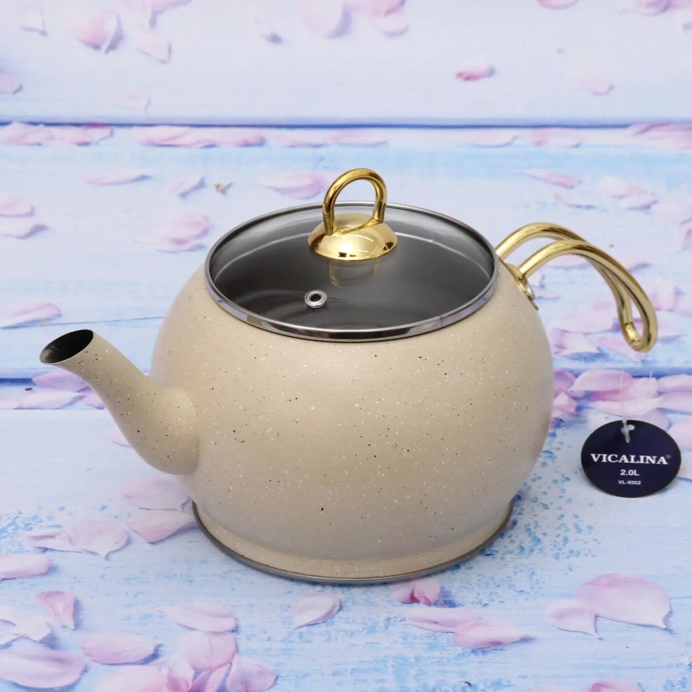 Чайник из нержавеющей стали 2л «Vicalina» турецкий бежевый VL-9352