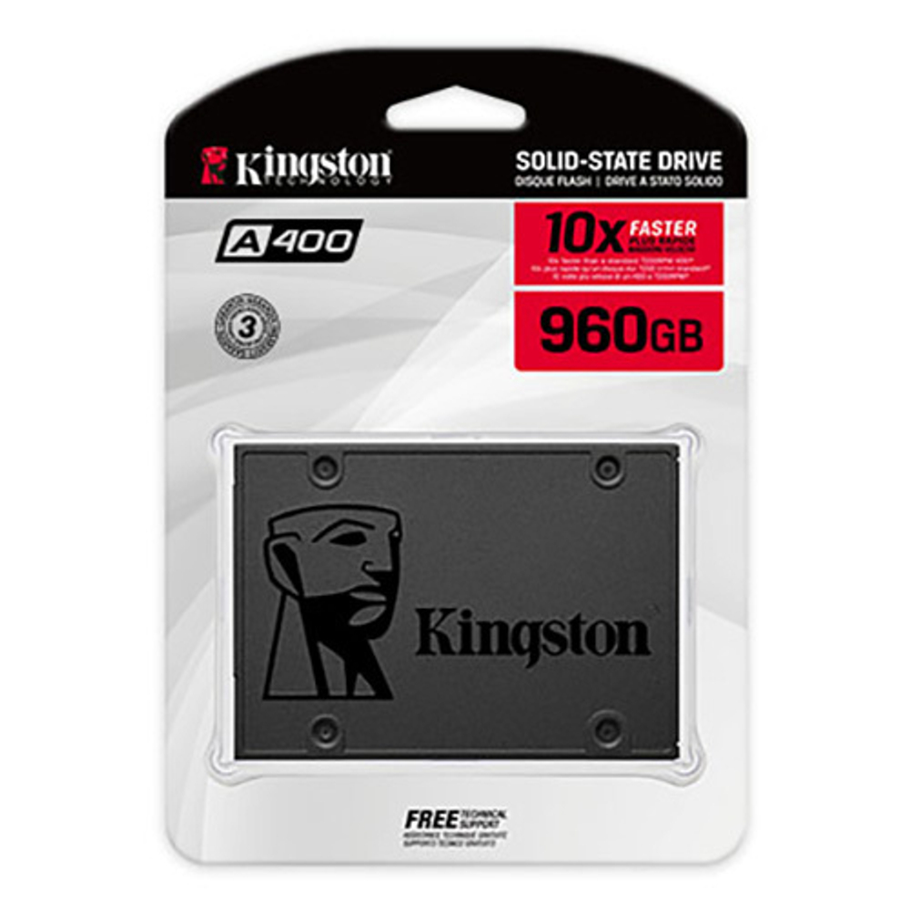 Твердотельный накопитель Kingston SSD 960GB SSDNow A400 SATA 3 2.5" 7mm (R500/W450MB/s) MTBF 2M, 300TBW
