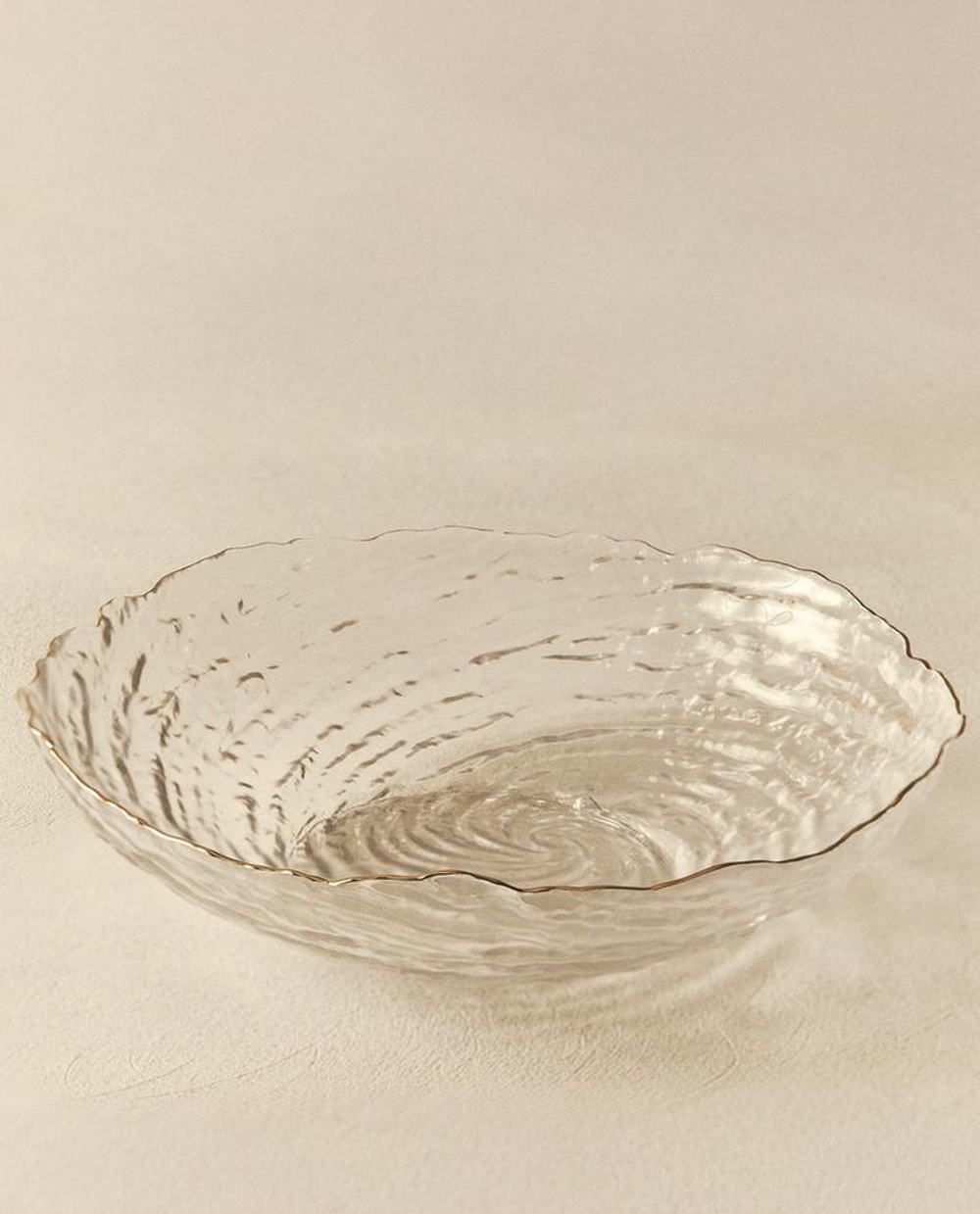 ZARA HOME СТЕКЛЯННАЯ САЛАТНИЦА С ЗОЛОТОЙ КАЙМОЙ, ПРОЗРАЧНЫЙ