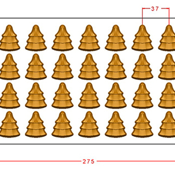 1039 | Форма для шоколадных конфет "Елочка новогодняя" (275*175 мм)