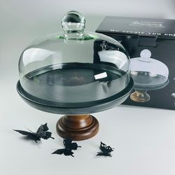 Lenardi 235-056 Тортовница 28см на ножке со стеклянной крышкой BLACKWOOD в под.уп.(х4)Фарфор