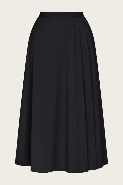 Черная юбка-миди с защипами "Бланш"