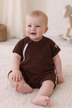 Махровый полукомбинезон-песочник на молнии RinaAmari Шоколад