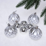Новогодние шары 6/4 см (набор 8 шт) «Яркий восторг», Серебро