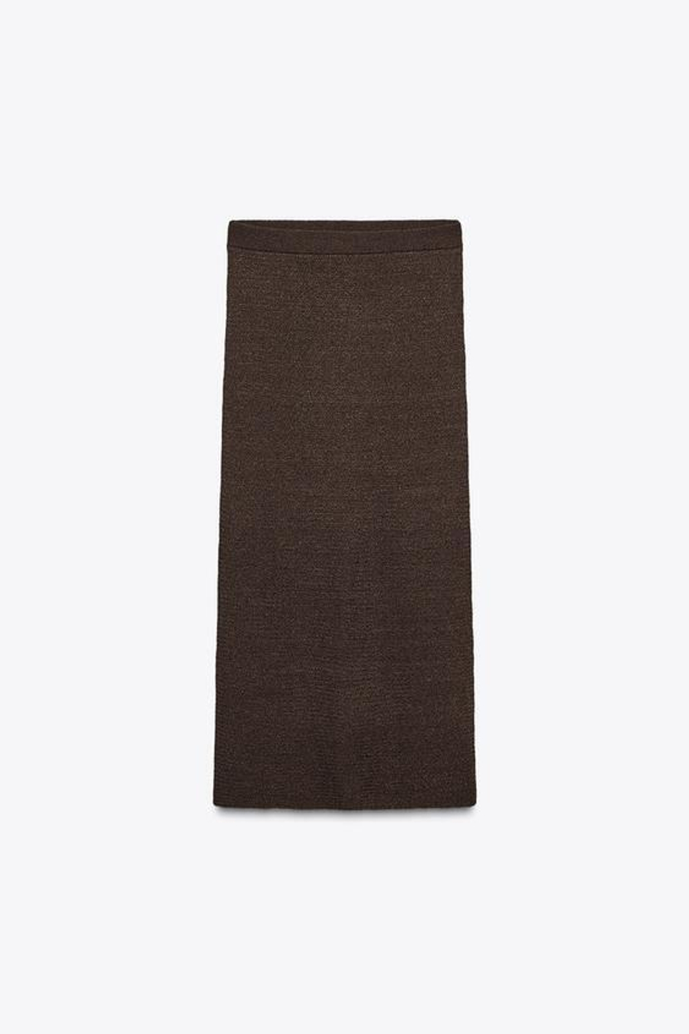 ZARA ДЛИННАЯ ТРИКОТАЖНАЯ ЮБКА С УЗОРНОЙ ВЯЗКОЙ, ШОКОЛАДНЫЙ