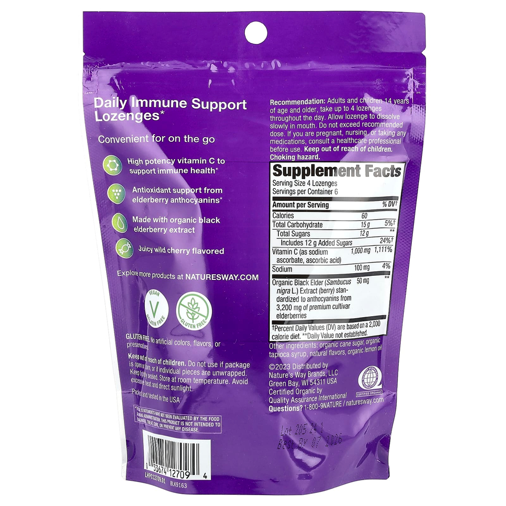 Nature's Way, Sambucus®, пастилки для укрепления иммунитета, бузина, витамин C и дикая вишня, 24 пастилки